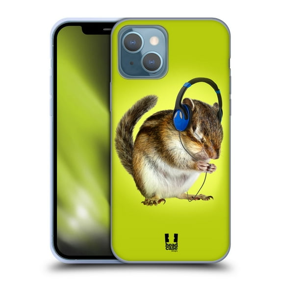 Head Case Designs Funny Animals Chipmunk Listening To Music Soft Gel Case Compatible with Apple iPhone 13