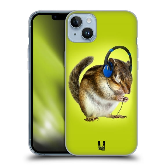 Head Case Designs Funny Animals Chipmunk Listening To Music Soft Gel Case Compatible with Apple iPhone 14 Plus