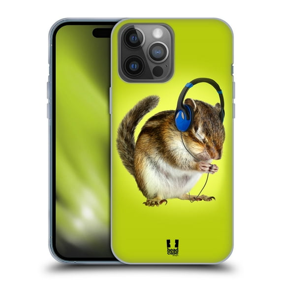 Head Case Designs Funny Animals Chipmunk Listening To Music Soft Gel Case Compatible with Apple iPhone 14 Pro Max