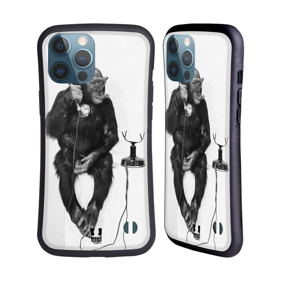 Head Case Designs Funny Animals Monkey Calling On Phone Hybrid Case Compatible with Apple iPhone 13 Pro Max