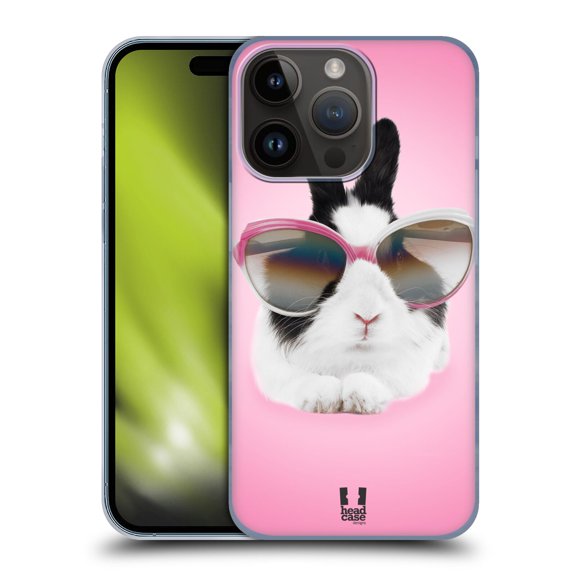 Head Case Designs Funny Animals Pretty Bunny In Sunglasses Hard Back Case Compatible with Apple iPhone 15 Pro