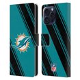 thumbnail image 1 of Head Case Designs NFL Miami Dolphins Artwork Stripes Leather Book Wallet Case Cover For Apple iPhone 16 Pro Max, 1 of 6