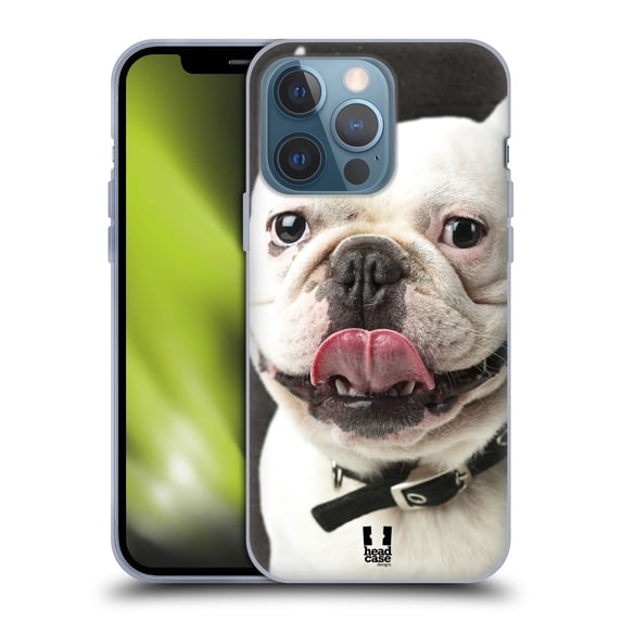 Head Case Designs Funny Animals Tongue Out Bulldog Soft Gel Case Compatible with Apple iPhone 13 Pro