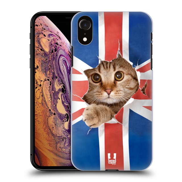 Head Case Designs Funny Animals Union Jack Peeping Cat Hard Back Case Compatible with Apple iPhone XR