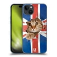 thumbnail image 1 of Head Case Designs Funny Animals Union Jack Peeping Cat Soft Gel Case Compatible with Apple iPhone 15 Plus, 1 of 7