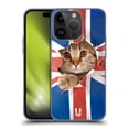 thumbnail image 1 of Head Case Designs Funny Animals Union Jack Peeping Cat Soft Gel Case Compatible with Apple iPhone 15 Pro, 1 of 7