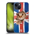 thumbnail image 1 of Head Case Designs Funny Animals Union Jack Peeping Cat Soft Gel Case Compatible with Apple iPhone 15, 1 of 7