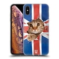 thumbnail image 1 of Head Case Designs Funny Animals Union Jack Peeping Cat Soft Gel Case Compatible with Apple iPhone XS Max, 1 of 7