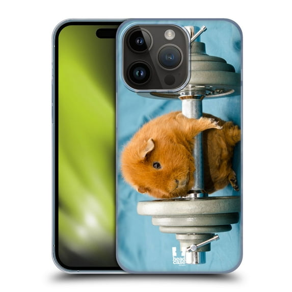 Head Case Designs Funny Animals Weightlifter Guinea Pig Hard Back Case Compatible with Apple iPhone 15 Pro