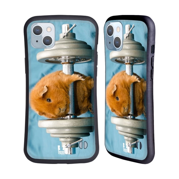 Head Case Designs Funny Animals Weightlifter Guinea Pig Hybrid Case Compatible with Apple iPhone 14 Plus