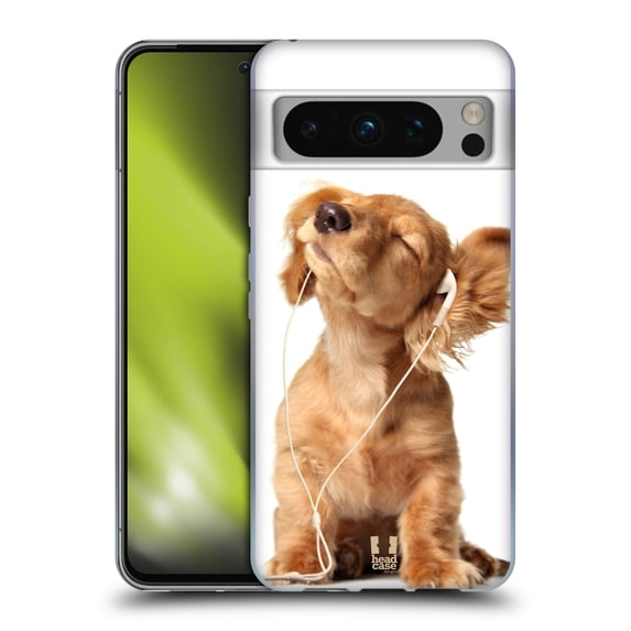 Head Case Designs Funny Animals Young Puppy Listening To Music Soft Gel Case Compatible with Google Pixel 8 Pro