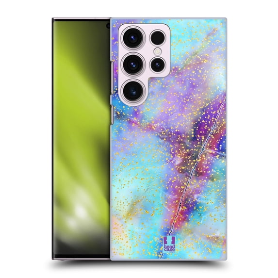 Head Case Designs Glittery Marble Prints Colours Hard Back Case Compatible with Samsung Galaxy S23 Ultra 5G