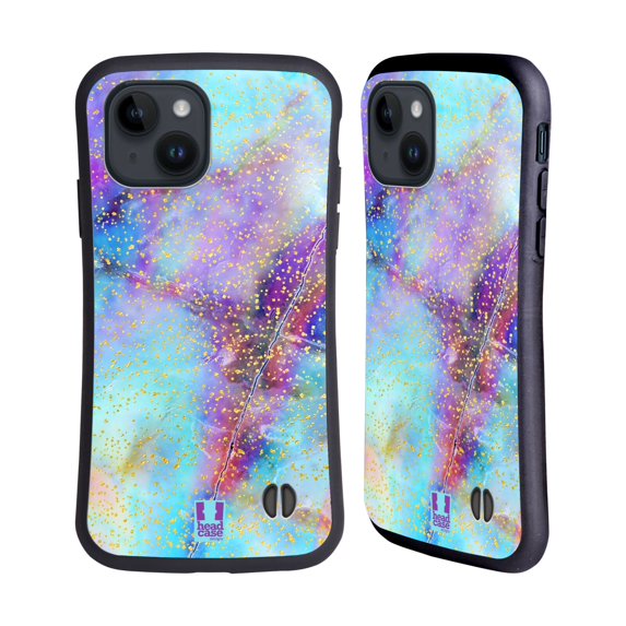 Head Case Designs Glittery Marble Prints Colours Hybrid Case Compatible with Apple iPhone 15