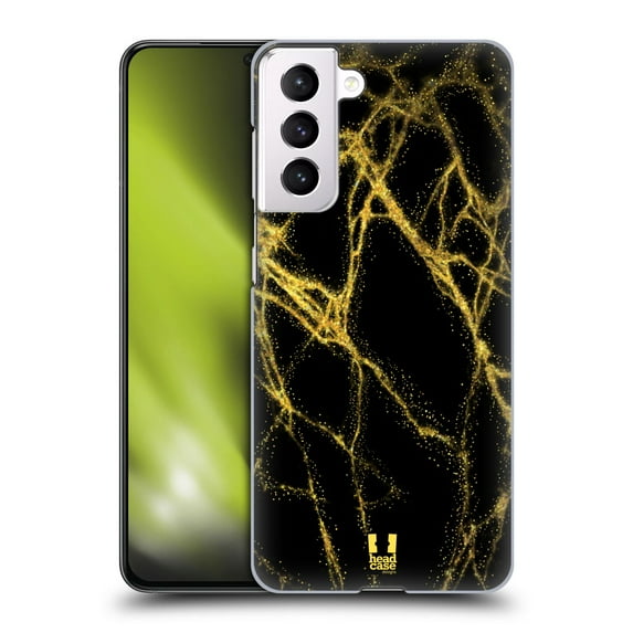 Head Case Designs Glittery Marble Prints Gold Hard Back Case Compatible with Samsung Galaxy S21 5G