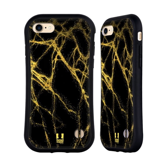 Head Case Designs Glittery Marble Prints Gold Hybrid Case Compatible with Apple iPhone 7 / 8 / SE 2020 & 2022