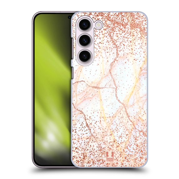 Head Case Designs Glittery Marble Prints Rose Gold Hard Back Case Compatible with Samsung Galaxy S23+ 5G