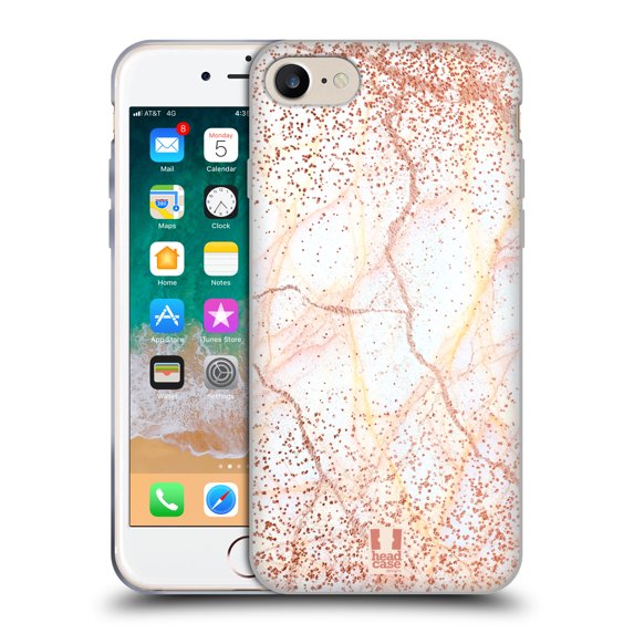 Head Case Designs Glittery Marble Prints Rose Gold Soft Gel Case Compatible with Apple iPhone 7 / 8 / SE 2020 & 2022