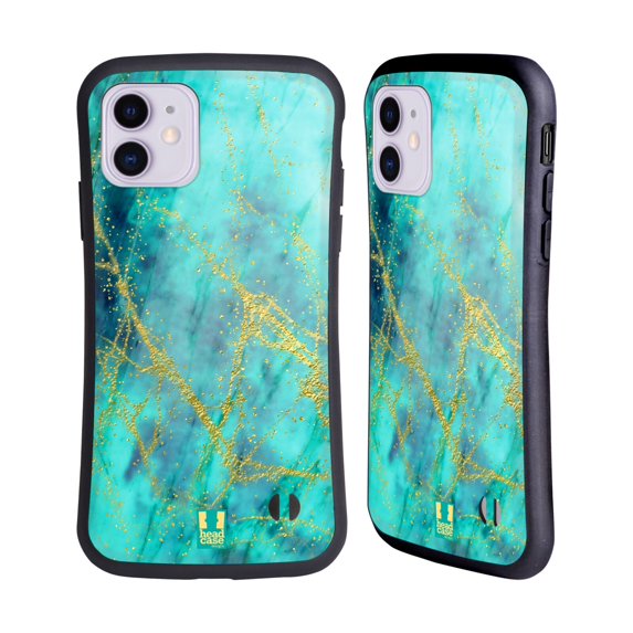 Head Case Designs Glittery Marble Prints Turquoise Hybrid Case Compatible with Apple iPhone 11