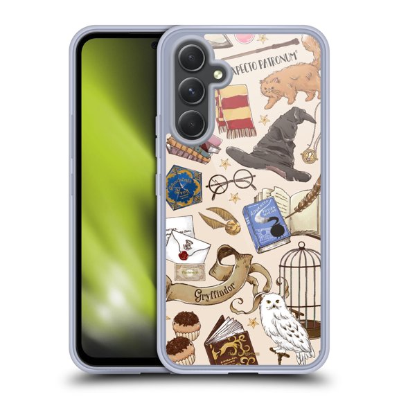 Head Case Designs Harry Potter Deathly Hallows XXXVII Hogwarts Pattern Soft Gel Case for Samsung Galaxy A54 5G