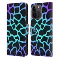 thumbnail image 1 of Head Case Designs Mad Prints Cyan Giraffe Leather Book Wallet Case Cover Compatible with Apple iPhone 15 Pro, 1 of 6