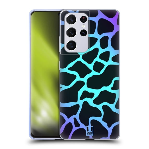 Head Case Designs Mad Prints Cyan Giraffe Soft Gel Case Compatible with Samsung Galaxy S21 Ultra 5G