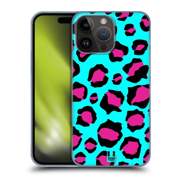Head Case Designs Mad Prints Cyan Leopard Hard Back Case Compatible with Apple iPhone 15 Pro Max