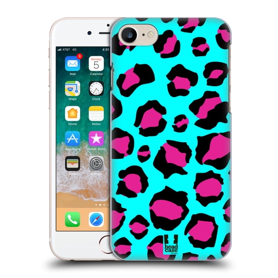 Head Case Designs Mad Prints Cyan Leopard Hard Back Case Compatible with Apple iPhone 7 / 8 / SE 2020 & 2022