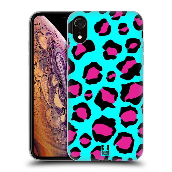 Head Case Designs Mad Prints Cyan Leopard Soft Gel Case Compatible with Apple iPhone XR