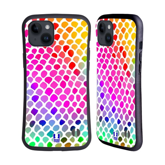 Head Case Designs Mad Prints Rainbow Snake Hybrid Case Compatible with Apple iPhone 15 Plus