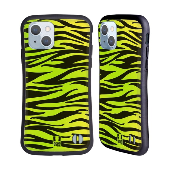 Head Case Designs Mad Prints Yellow Green Zebra Hybrid Case Compatible with Apple iPhone 14