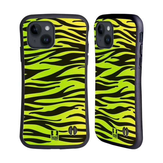 Head Case Designs Mad Prints Yellow Green Zebra Hybrid Case Compatible with Apple iPhone 15