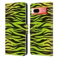 thumbnail image 1 of Head Case Designs Mad Prints Yellow Green Zebra Leather Book Wallet Case Cover Compatible with Google Pixel 7a, 1 of 6