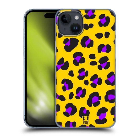 Head Case Designs Mad Prints Yellow Leopard Hard Back Case Compatible with Apple iPhone 15 Plus