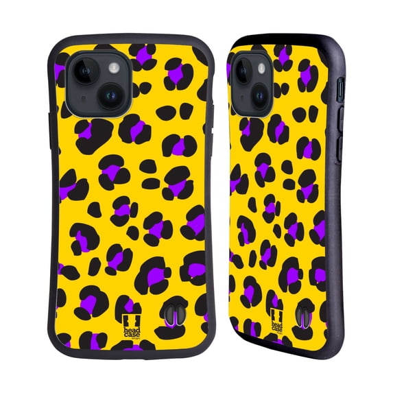Head Case Designs Mad Prints Yellow Leopard Hybrid Case Compatible with Apple iPhone 15