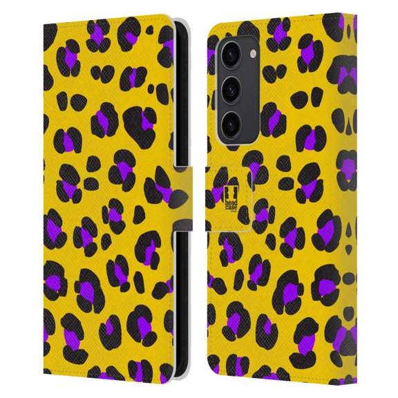 Head Case Designs Mad Prints Yellow Leopard Leather Book Wallet Case Cover Compatible with Samsung Galaxy S23+ 5G