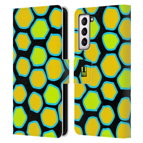 Head Case Designs Mad Prints Yellow Snake Leather Book Wallet Case Cover Compatible with Samsung Galaxy S21 5G