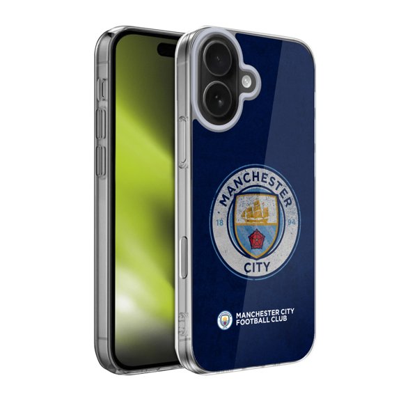 Head Case Designs Manchester City Man City FC 2017/18 Badge Distressed Look Soft Gel Case for Apple iPhone 17