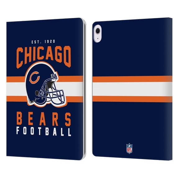 Head Case Designs NFL Chicago Bears Graphics Helmet Typography Leather Book Wallet Case Cover For Apple iPad Air 13 2024/2025