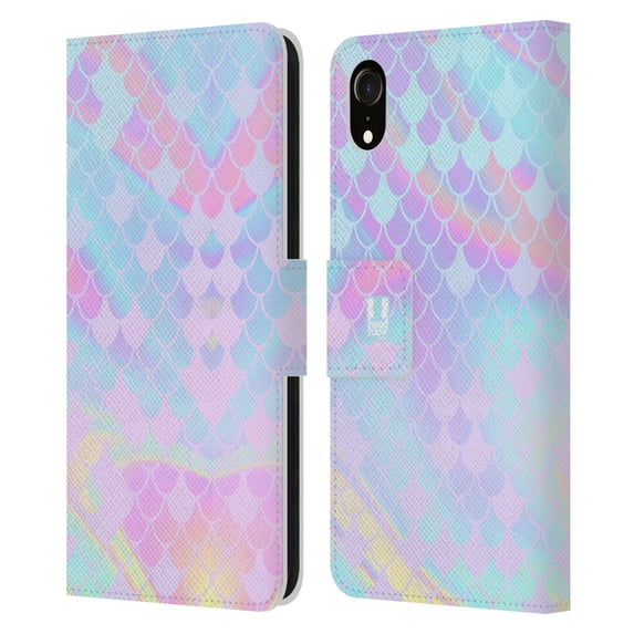 Head Case Designs Mermaid Scales Holographic Leather Book Wallet Case Cover Compatible with Apple iPhone XR