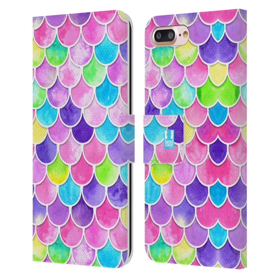 Head Case Designs Mermaid Scales Watercolour Leather Book Wallet Case Cover Compatible with Apple iPhone 7 Plus / iPhone 8 Plus