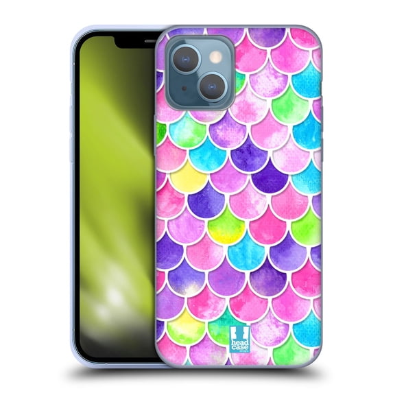 Head Case Designs Mermaid Scales Watercolour Soft Gel Case Compatible with Apple iPhone 13