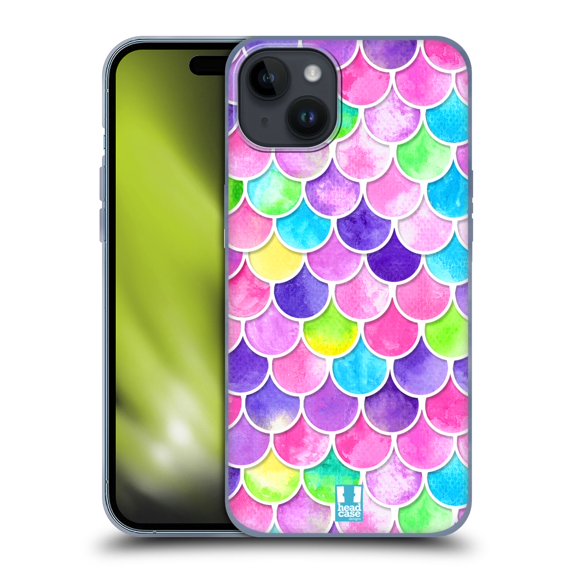 Head Case Designs Mermaid Scales Watercolour Soft Gel Case Compatible with Apple iPhone 15 Plus