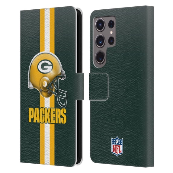 Head Case Designs NFL Green Bay Packers Logo Helmet Leather Book Wallet Case Cover For Samsung Galaxy S24 Ultra 5G