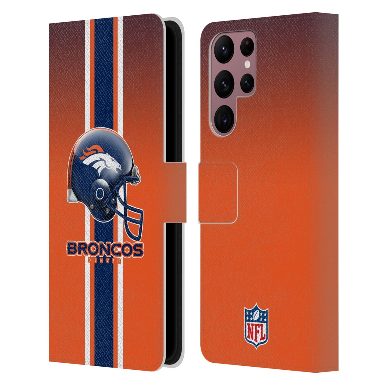 Head Case Designs NFL Denver Broncos Logo Helmet Leather Book Wallet Case Cover For Samsung Galaxy S22 Ultra 5G