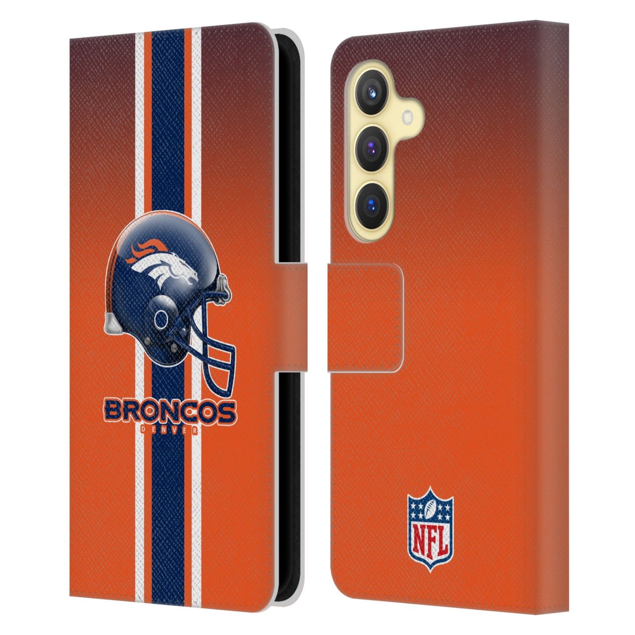 Head Case Designs NFL Denver Broncos Logo Helmet Leather Book Wallet Case Cover For Samsung Galaxy S24 5G