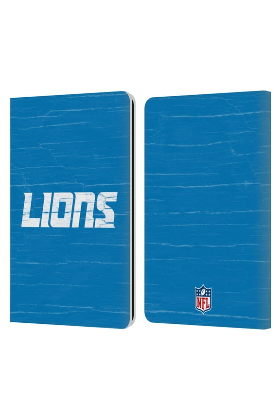 NFL Detroit Lions Logo Distressed Look Leather Book Wallet Case Cover For Amazon Kindle Paperwhite 1 / 2 / 3