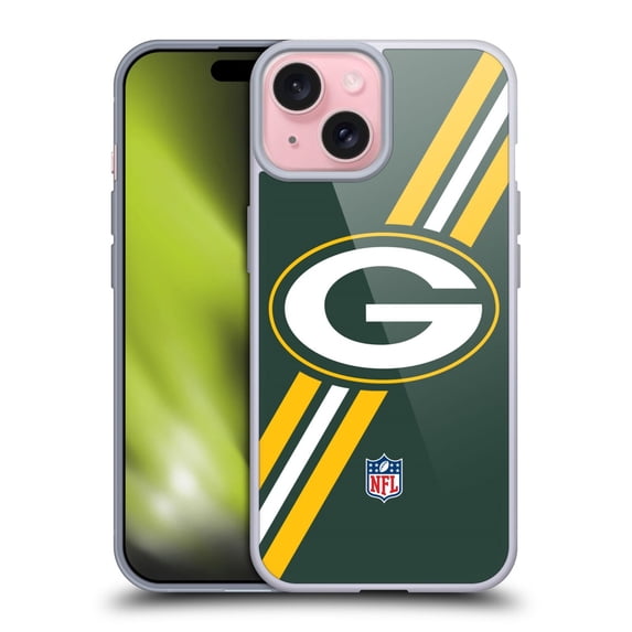 Head Case Designs NFL Green Bay Packers Logo Stripes Soft Gel Case for Apple iPhone 15
