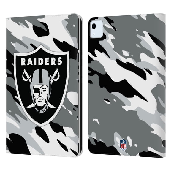 Head Case Designs NFL Las Vegas Raiders Logo Camou Leather Book Wallet Case Cover For Apple iPad Air 11 2020/2022/2024/2025