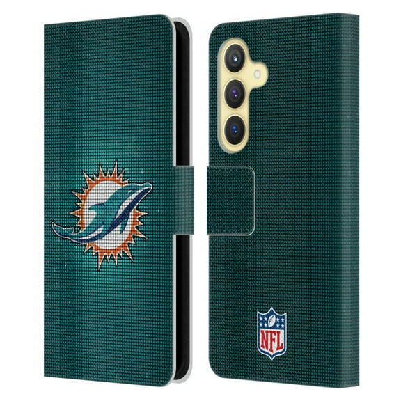 Head Case Designs NFL Miami Dolphins Artwork LED Leather Book Wallet Case Cover For Samsung Galaxy S24 5G