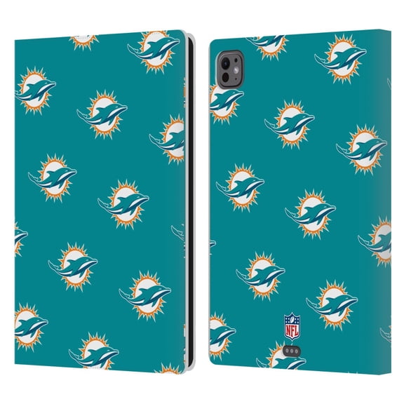 Head Case Designs NFL Miami Dolphins Artwork Patterns Leather Book Wallet Case Cover For Apple iPad Pro 11 M4 2024